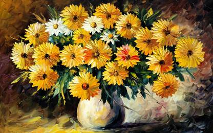 Yellow dailsy oil psinting poster Paper Print