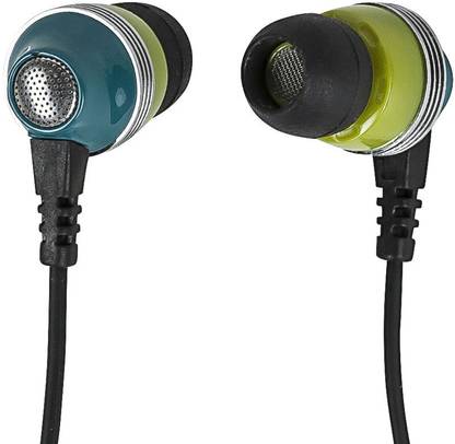 MONOPRICE Enhanced Bass Noise Isolating Earbuds Headphones w/ Built-in Microphone and Play/Pause Control - Green Bluetooth