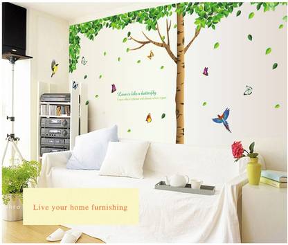 Oren Empower 90 cm 3pc/set Extra Large Big Green Tree Removable Diy wall sticker Self Adhesive Sticker