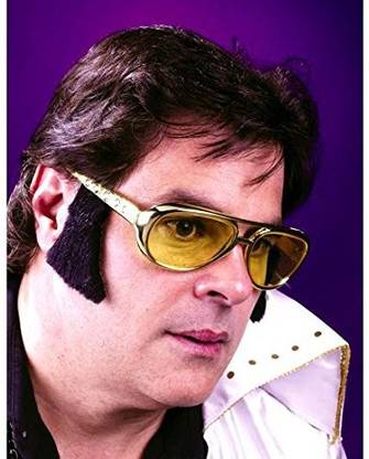 FUNCART Gold Elvis Sunglasses With Sideburns ()