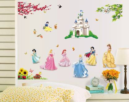 The Splash 70 cm The Splash Cute Princess Wall sticker (Multicolor, Wall Covering Area - 110(w) x 85(h) cm) Sticker
