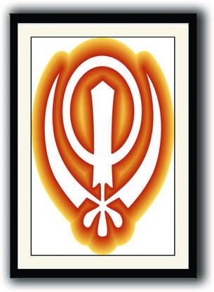 Artifa Waheguru Kanda framed wall painting Canvas 14 inch x 10 inch Painting
