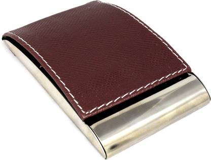 StealODeal Unisex Top Brown Leather Coated Steel 15 Card Holder