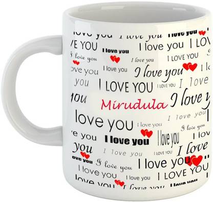 EMERALD Love You White Ceramic I Love You Mirudula Ceramic Coffee Mug