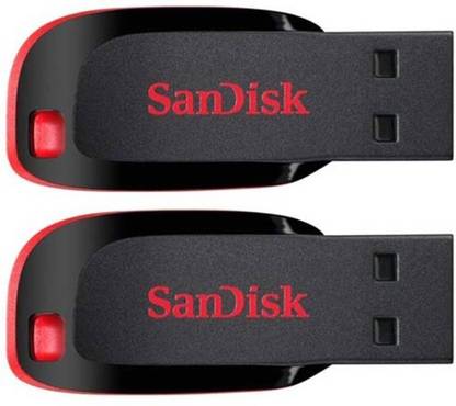 SanDisk Cruzer Blade Pack of 2 16 GB Pen Drive Compatible with Desktop Computer, Television, Laptop USB 2.0 Plastic Case