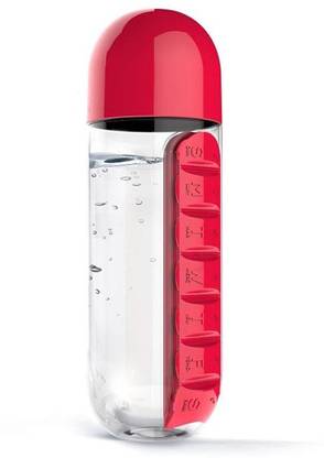 VibeX ™ Colorful Combine Daily Organizer with Water Bottle Weekly Seven Compartments with Drinking Bottle Easy Carrying Pill Box