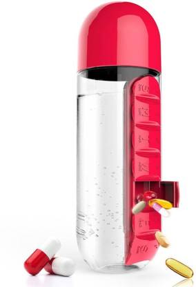 VibeX ® 2 in 1 Water Bottle Weekly Seven Compartments With Drinking Bottle Pill Box