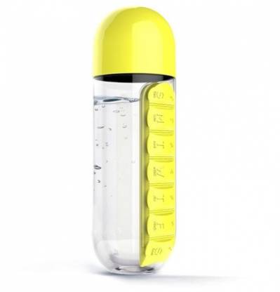 VibeX ® Water Bottle Sports Combine Daily Organizer Drinking Bottles For Water Plastic Leak-Proof Cup Tumbler Pill Box