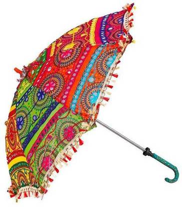 Indigo Creatives Rajasthani Gujarati style bright floral summer shade umbrella for ladies / children Umbrella