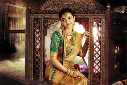 RadhaKripa kajal agarwal silk saree Poster Paper Print