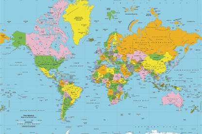 RadhaKripa world poltical map Poster Paper Print