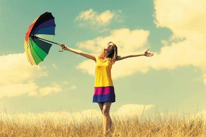 BikriKendra happy alone girl Poster Paper Print