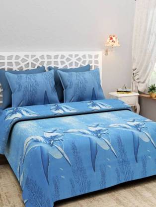 Shubh Polycotton Double Flat 144 TC 3D Printed Bedsheet