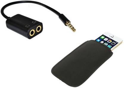 Techvik Headphone Splitter Accessory Combo for Audio Y Splitter Cable, With Mobile Carry Pouch