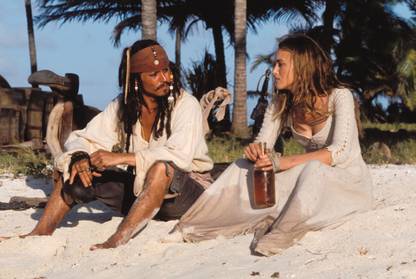 Akhuratha Poster Movie Pirates Of The Caribbean: The Curse Of The Black Pearl Pirates Of The Caribbean Elizabeth Swann Johnny Depp Jack Sparrow Keira Knightley HD Wallpaper Background Fine Art Print