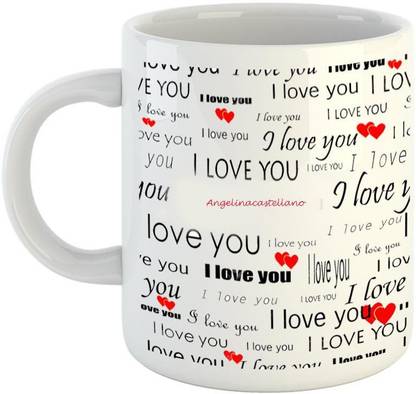 एमराल्ड Love You White Ceramic I Love You Angelinacastellano सिरेमिक मग