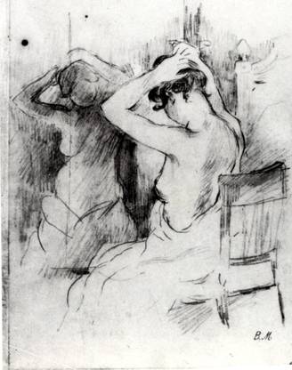 PosterMart Berthe Morisot - 1890 In front of Psyche Canvas 8 inch x 6 inch Painting