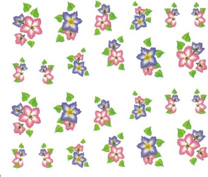 SENECIO™ Rose Bunch Multicolor Style - 4 Nail Art Manicure Decals Water Transfer Stickers Sheet