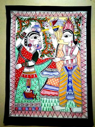 Mithila Painting MP2307 (1) Acrylic 15 inch x 11 inch Painting