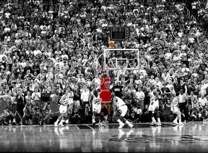 BeLucky Wall Poster michael-jordan-basketball-nba-chicago-bulls-grayscale-and-colorful-wallpaper Paper Print