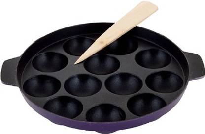 A To Z Sales Non Stick Appam Tawa, Violet and Black Paniarakkal Set with Lid 0 L capacity 22 cm diameter