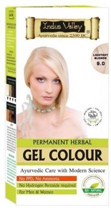 Indus Valley Permanent Herbal Hair Colour Lightest Blonde 9.0 Kit , Lightest Blonde
