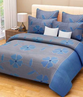 Akshaya 144 TC Cotton Double Floral Flat Bedsheet