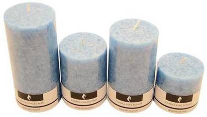 ल्यालपुर स्टोर्स Sea Breeze Scented Pillar Candles |Pack Of 4 Candles | Blue Color मोमबत्ती