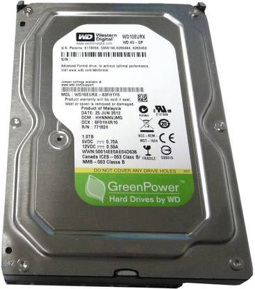 WD WESTERN DISITAL 1000 GB Desktop Green SATA Internal Hard Disk Drive (HDD) (WD10EURX - 63FH1Y0)