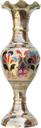 Brass Gift Center Brass Flower pot with Handwork Brass Vase