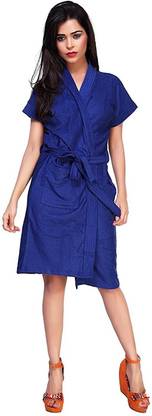 ELEVANTO Blue 4 Free Size Bath Robe