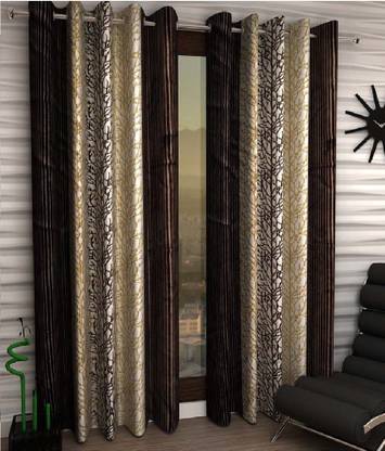 Panipat Textile Hub 213 cm (7 ft) Door Polyester Curtain (Pack Of 2)