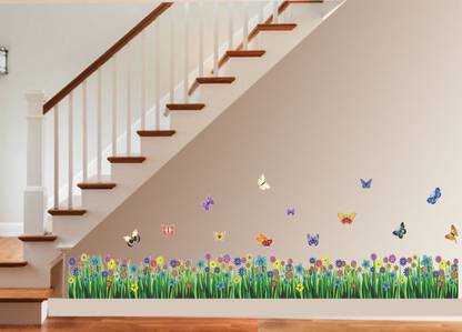 Newway Decals 50 cm New Way Decals-Wall Sticker (7578) ''Colourful Flowers In The Garden'' Removable Sticker
