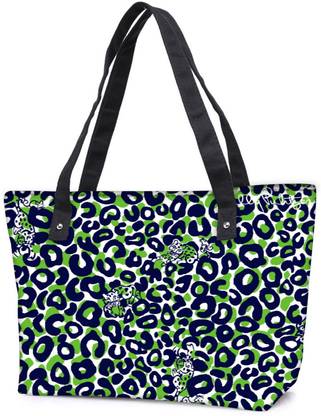 SNOOGG Pack Of 2 Leopard Print Combo Tote Shopping Grocery Bag With Coin Pencil Purse Shoulder Bag