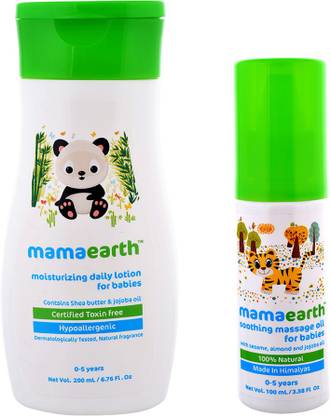 Mamaearth Pack of 2, Soothing Baby Massage -100ml & Daily Moisturizing Lotion for Babies-200ml Age Group (0-5 Yrs)