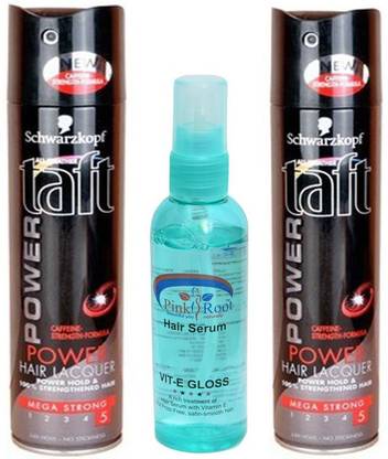 Schwarzkopf POWER TAFT HAIR SPRAY PACK OF 2 WITH PINK ROOT SERUM