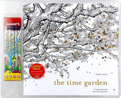 LUXOR Time Garden Coloring Book +10 Stripen Box Multi-function Pen