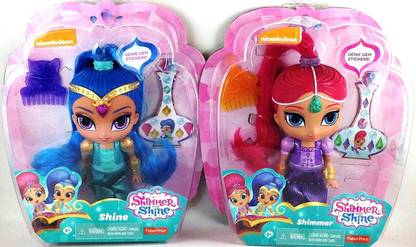 NICKELODEON Shimmer and Shine Dolls with Genie Gem Stickers (Set of 2)