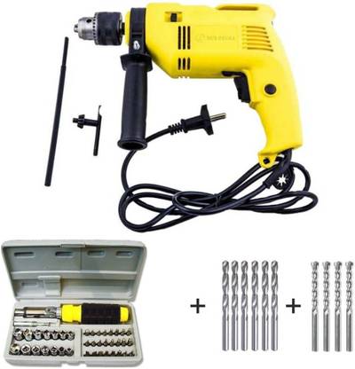 BUILDSKILL 13mm Impact drill Heavy Duty Powerful reversible function + 41pcs Screwdriver Set and 10 pcs High Quality Bits DIY Power & Hand Tool Kit