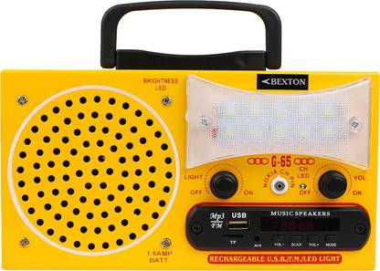 BEXTON Rechargeable Multimedia G65 LED with USB/AUX/TF and Remote FM Radio