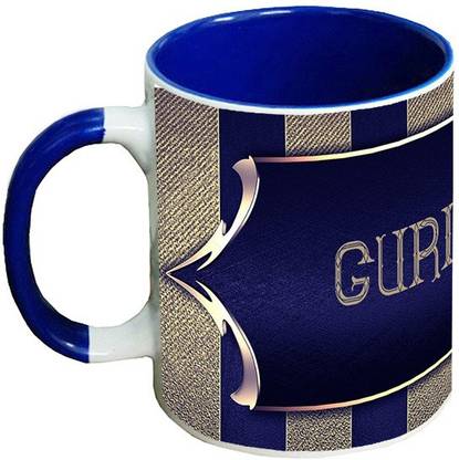 Muggies Magic Gurinder High Quality Printing Blue Handle Ceramic Coffee Mug