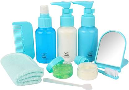 HOKiPO Clear Plastic Refillable Spray Bottles Set with Zippered Pouch, 10 Pieces - [Airline Carry-On Approved] - Travel Toiletry Kit