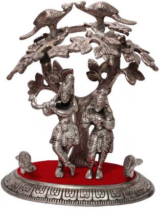Nil Radha Krishna Statue Under Tree Decorative Showpiece  -  14 cm