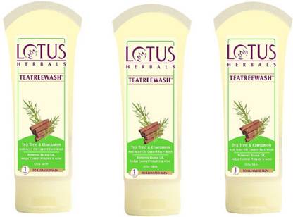 LOTUS HERBALS Tea Tree and Cinnamon Anti Acne Oil Control  (Pack of 3) Face Wash