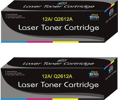 PrintStar 12A / Q2612A Compatible for HP 12A Toner Cartridge For HP LaserJet 1010, 1012, 1015, 1018, 1020, 1022, 1022n, 3020, 3030 Pack Of 2 Black Ink Toner