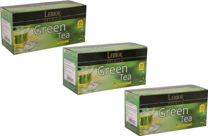 Lemor Lemor Green Tea Pack of 3 Different Flavours - Honey, Cardamom and Lemon Grass (25 Tea Bags Each) Cardamom, Lemon Grass, Honey Green Tea Bags Box