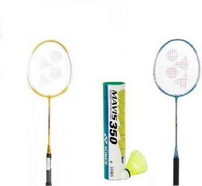 YONEX Combo of 2 Yonex GR 303 Badminton Racquets + Mavis 350 Shuttle cock (pack of 6) Badminton Kit