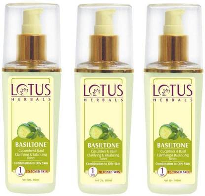 LOTUS HERBALS Basiltone Cucumber & Basil Clarifying & Balancing Toner (Pack of 3) Women