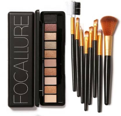 FOCALLURE 10 Colors Eyeshadow Palette With 8pcs Brushes