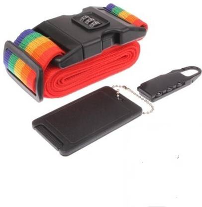 Skywalk 3 In 1 Travel Security Kit Resettable Combination Padlock Packing Belt ID Tag Luggage Strap, Luggage Tag, Safety Lock